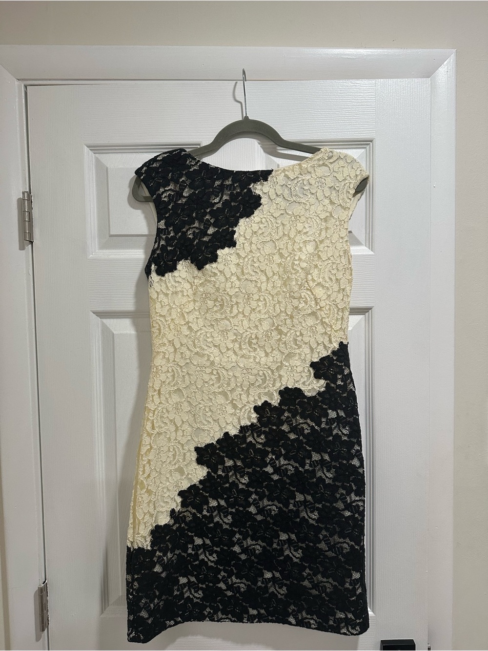 Elegant Black and Cream Lace Sheath Dress
